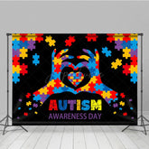 Aperturee - Aperturee Color Puzzle Heart Autism Awareness Day Backdrop